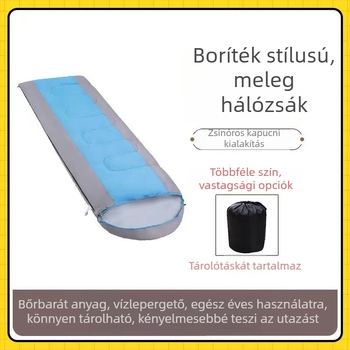 Felnőttkempingező hálózsák levél-stílusú, három évszakos: vékony tavaszra és őszre, vastagabb és melegebb a télre; egyszemélyes beltéri használatra vészhelyzet esetén.