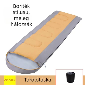 Felnőttkempingező hálózsák levél-stílusú, három évszakos: vékony tavaszra és őszre, vastagabb és melegebb a télre; egyszemélyes beltéri használatra vészhelyzet esetén.