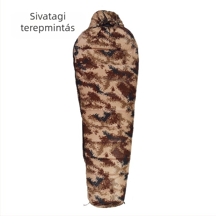 Múmiastílusú pehelyalvó téli kempingezéshez, felnőtt, nejlon külső, 320T pongee bélés, kacsa tollal töltve, testreszabható töltet