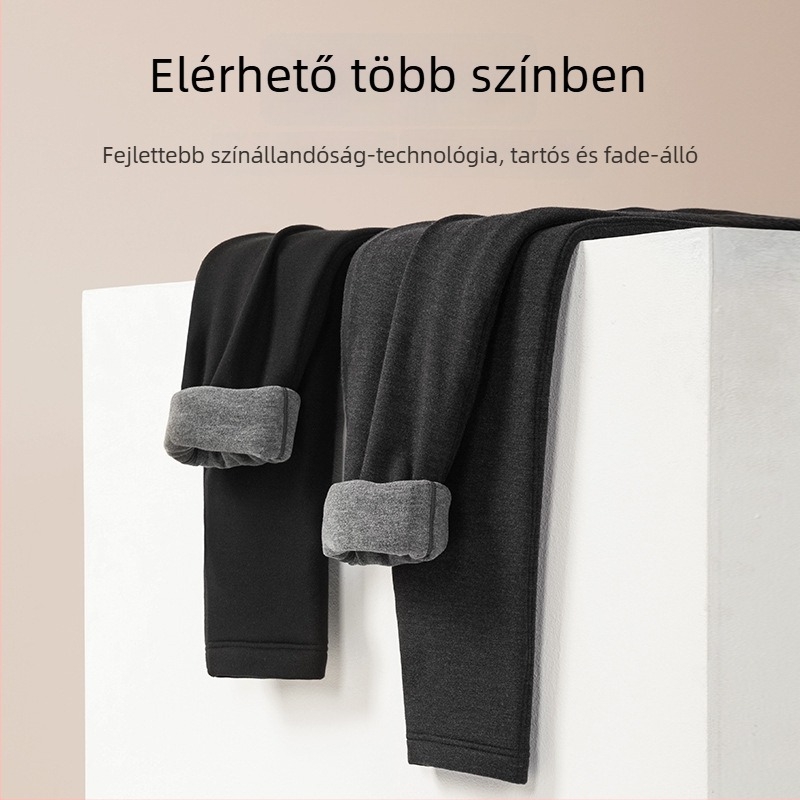 Háromrétegű kasmír nadrág, magas derekú, fleece-béléssel, vastag melegen tartó, téli viselet