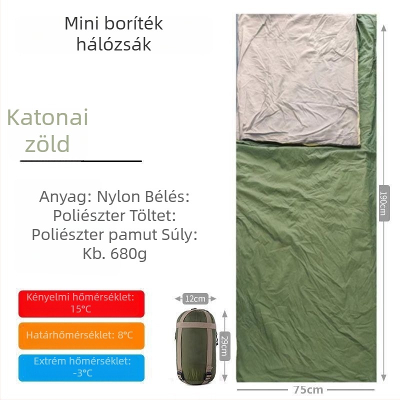 Ultra könnyű mini felnőtt boríték-stílusú hálózsák, kempingezéshez és hotel használathoz, szennyeződésálló, gépi mosás, összekapcsolható