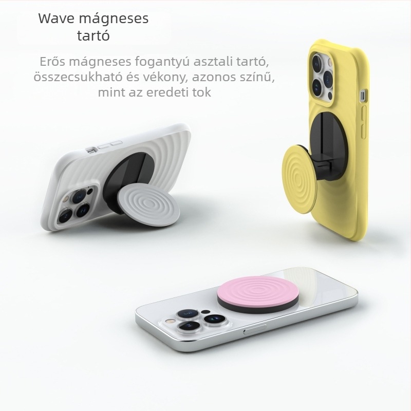 MagSafe mágneses tartó szilikonból, hullám mintás gyűrű, multifunkcionális kialakítás