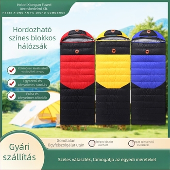 Zsák alakú hálózsák, hordozható tavaszi- és téli kültéri kempingezéshez, vastagabb védelmi réteg, kacsa tollal töltött, 320T nylons külső, összekapcsolható, kettős használat
