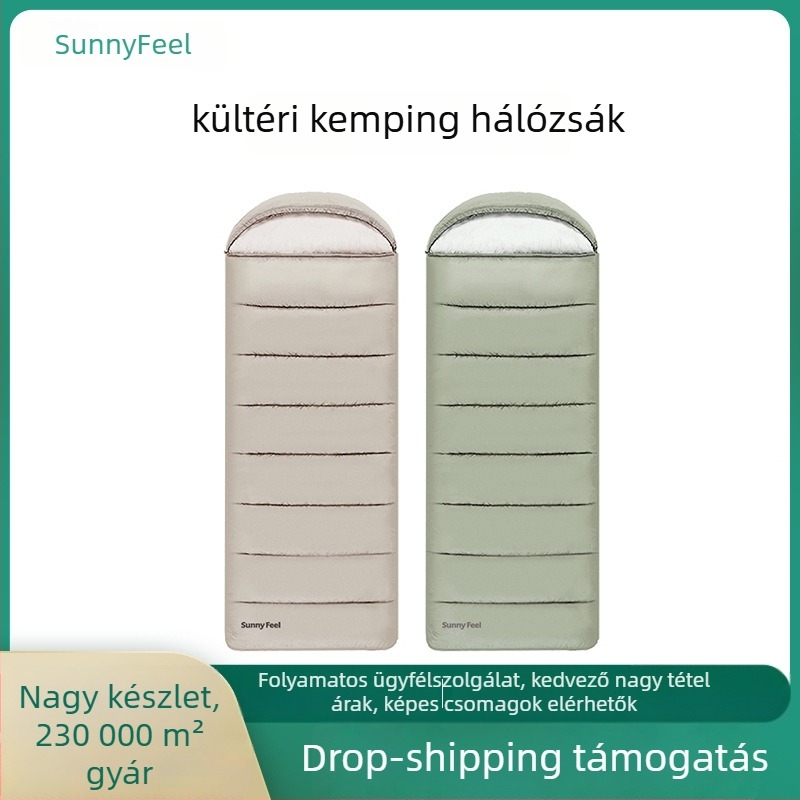 SunnyFeel Szabadidős kemping alvózsák – töltet: üreges pamut, bélés: vízben mosott pamut, anyag: Chunya Spinning, felépítés: boríték alakú, súly: 1300 g