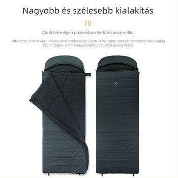 Felnőtt kültéri hálózsák, boríték-stílusú, összekapcsolható; töltet: kémiai rost; bélés: 100% poliészter; anyag: 100% poliészter; súly: 1650–2100 g