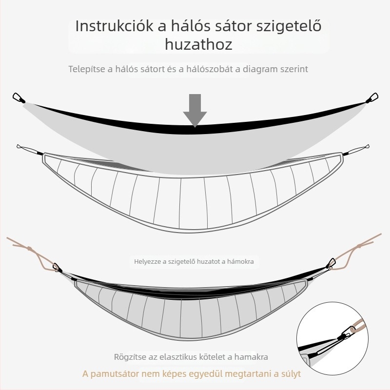 Függőágy 20D ripstop nylon felülettel, kültéri kempingezéshez, teherbírás 200 kg, súly 1032 g