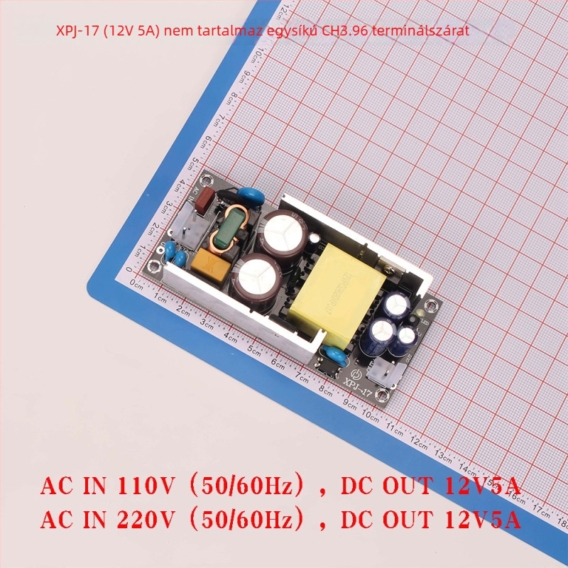Tápegység panel, kapcsoló típusú, terminálblokkal szerelve, méretek 102×46.7×25 mm, tömeg 118 g
