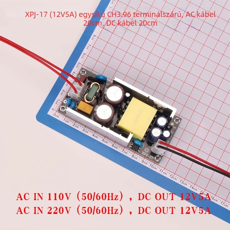 Tápegység panel, kapcsoló típusú, terminálblokkal szerelve, méretek 102×46.7×25 mm, tömeg 118 g