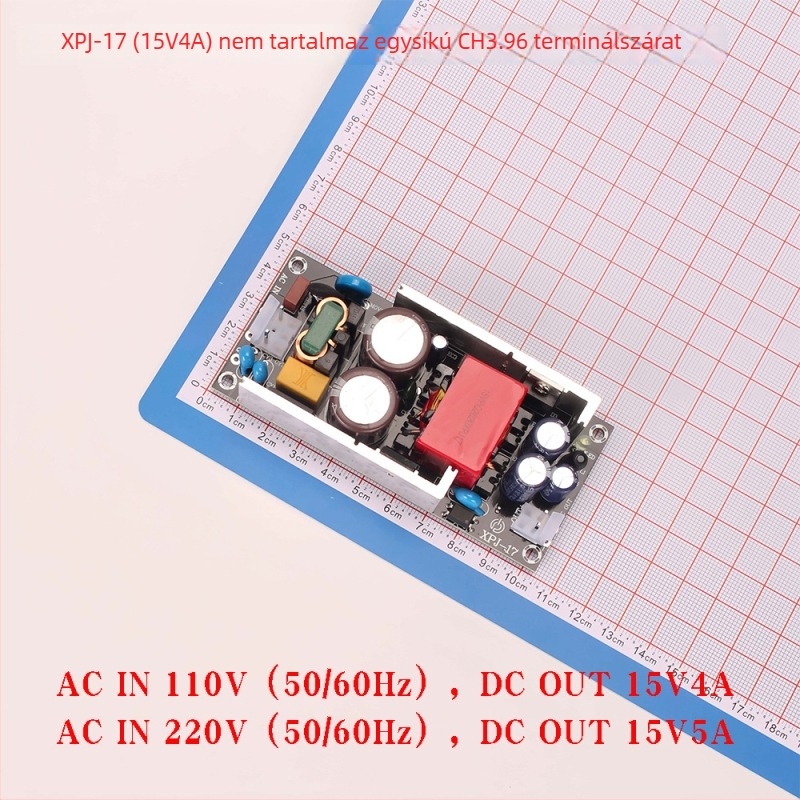 Tápegység panel, kapcsoló típusú, terminálblokkal szerelve, méretek 102×46.7×25 mm, tömeg 118 g