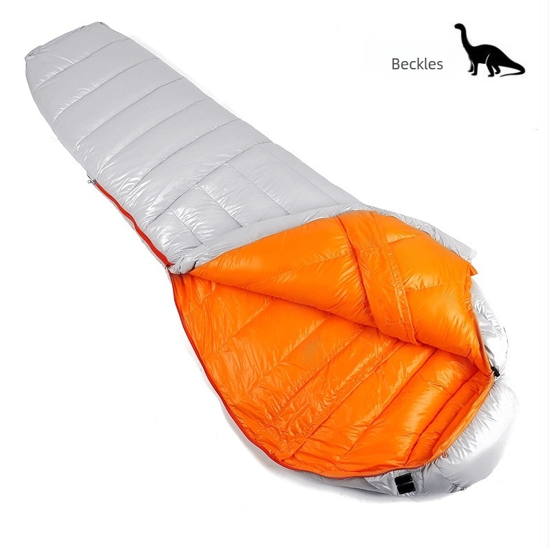 Múmia-stílusú libatollas hálózsák felnőtteknek, 400T nylon anyag és 400T nylon bélés, tömege 1500 g