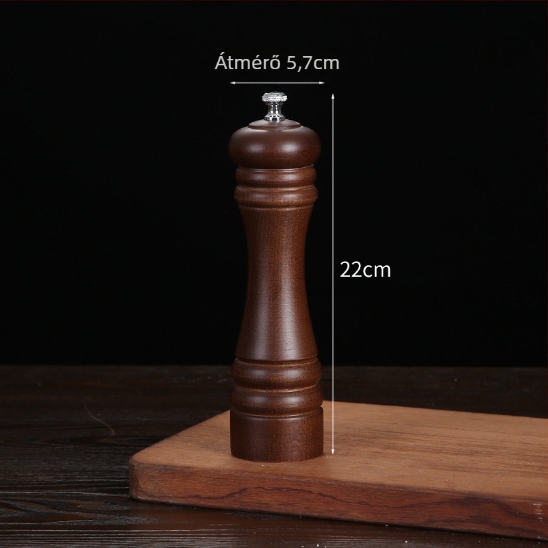Fa kézi borsőrlő porított fekete bors és tengeri só számára | fűszeres üveg, kompatibilis szilárd fűszerekkel, modern minimalist design