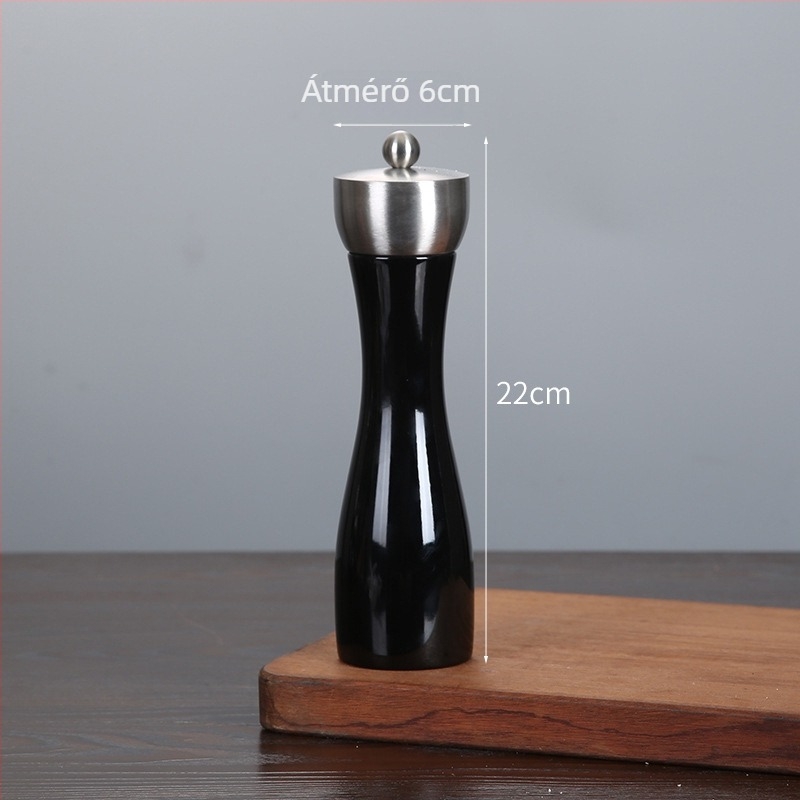 Fa kézi borsőrlő porított fekete bors és tengeri só számára | fűszeres üveg, kompatibilis szilárd fűszerekkel, modern minimalist design