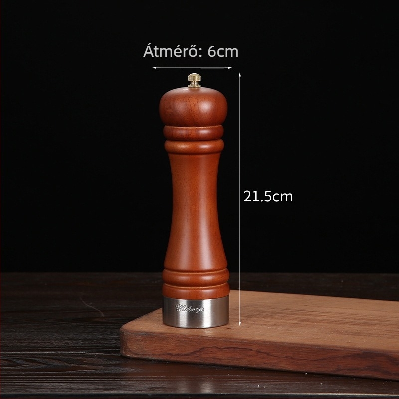 Fa kézi borsőrlő porított fekete bors és tengeri só számára | fűszeres üveg, kompatibilis szilárd fűszerekkel, modern minimalist design