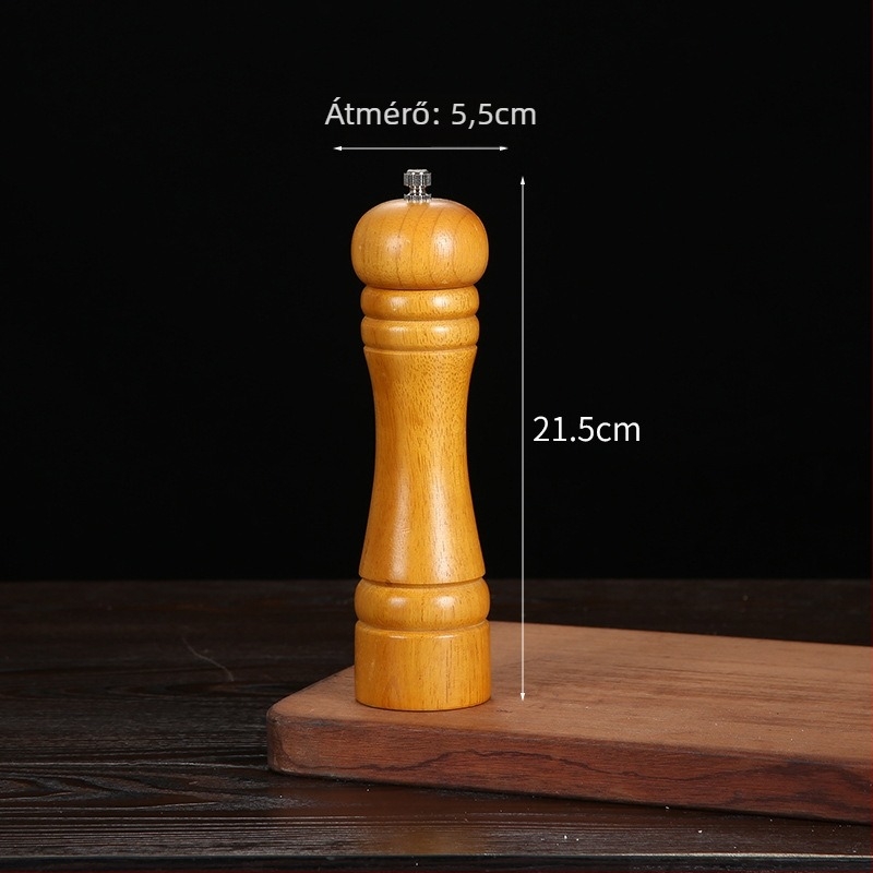 Fa kézi borsőrlő porított fekete bors és tengeri só számára | fűszeres üveg, kompatibilis szilárd fűszerekkel, modern minimalist design