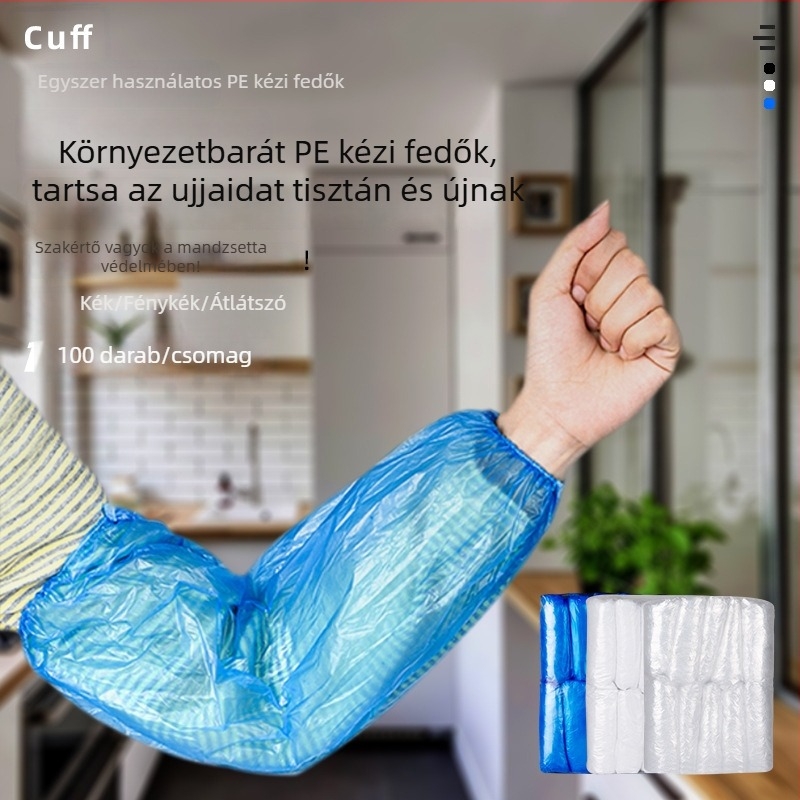PE egyszer használatos ujjvédők élelmiszeripari feldolgozásra — vízálló és porálló, 100 db
