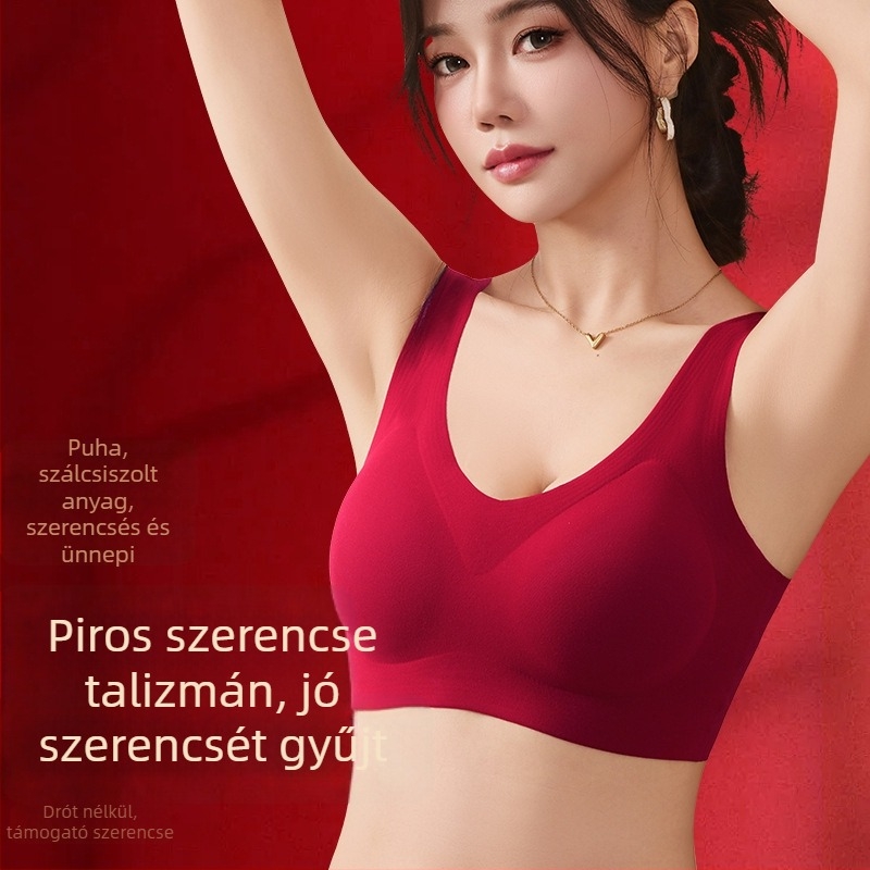 Piros Ló év push-up, varrás nélküli sportmelltartó kis mellekhez