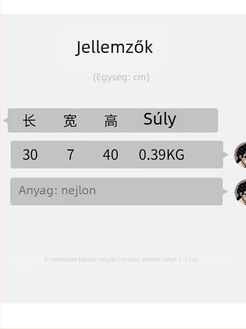 Nylon hátizsák, ultrakönnyű, uniszex, szabadidős utazáshoz, kapacitás 20L alatt, lélegző párnázott vállpántokkal.