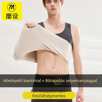 Férfi kasmír mellény fleece-béléssel, karcsúsított szabású, ujjatlan felső hideg időre