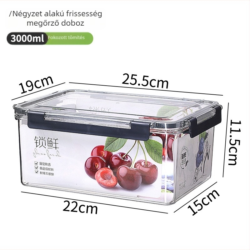 Élelmiszer-minőségű műanyag tároló doboz fedővel zöldségek és gyümölcsök tárolására, átlátszó