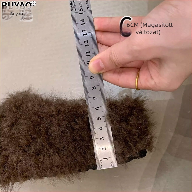 Női gyapjúból készült papucs, kerek orrú, vastag gumi talppal, belső gyapjúbélés, téli meleg