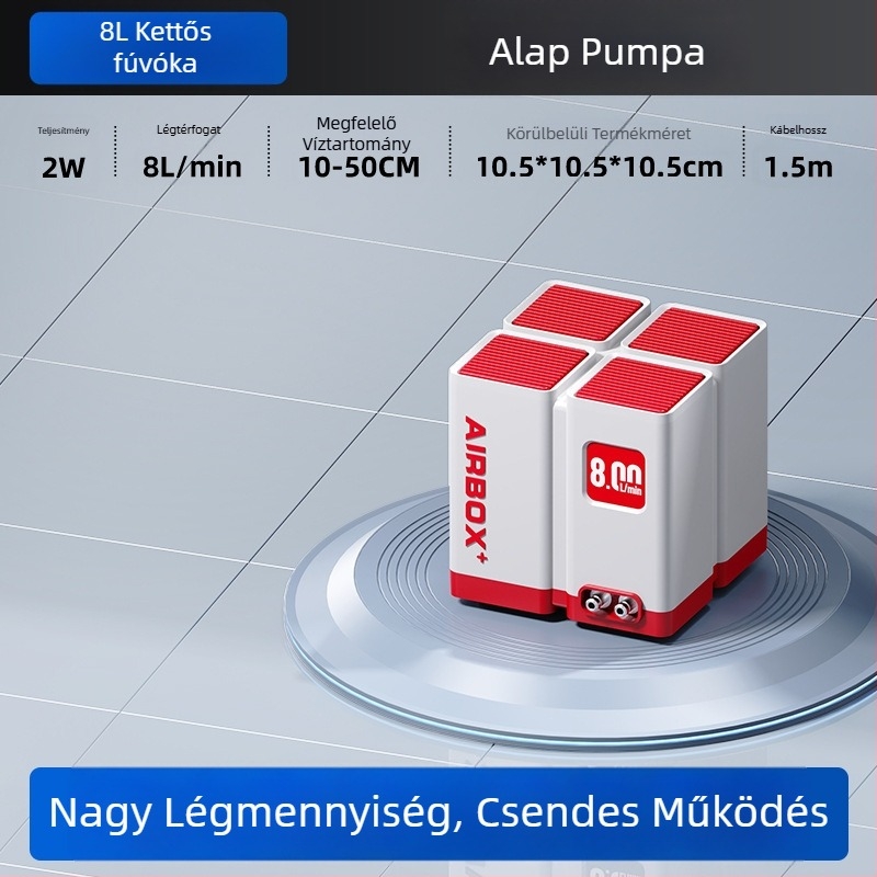 Ultracsendes oxigénpumpa akváriumhoz, kompakt otthoni oxigénator