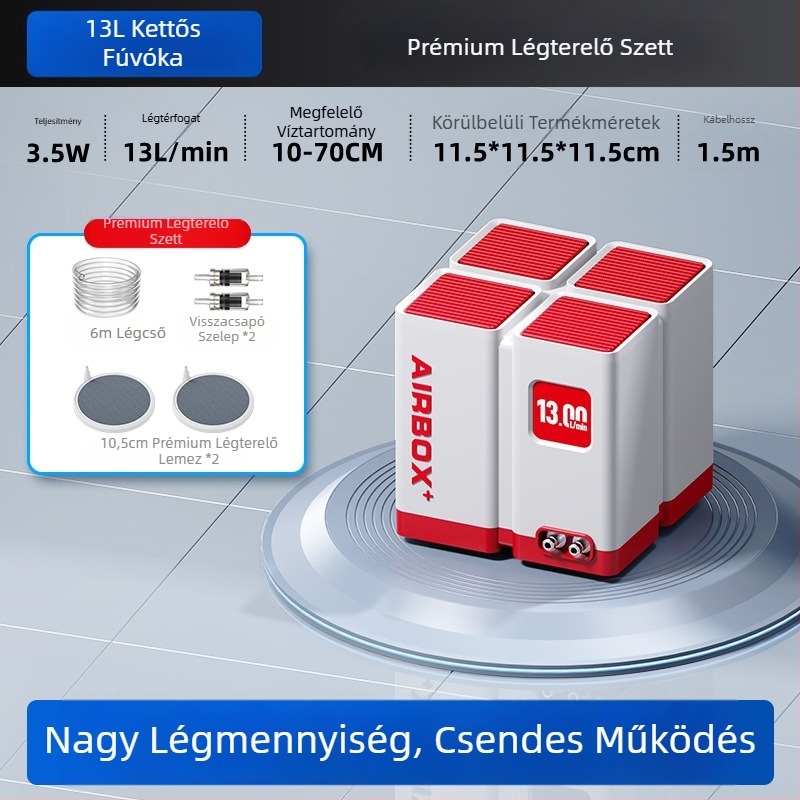 Ultracsendes oxigénpumpa akváriumhoz, kompakt otthoni oxigénator