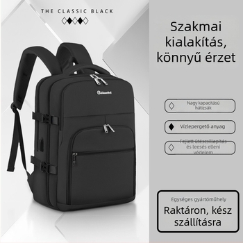 Utazó hátizsák, uniszex, nagy kapacitású 36–55 L, kompatibilis 16 hüvelykes laptophoz, PU anyag, vízálló, USB interfész