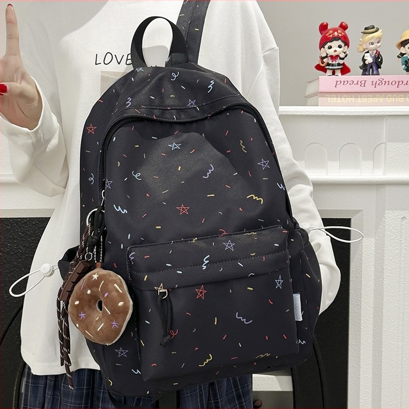 Japán-stílusú női iskolatáska, könnyű, kapacitás 20 L alatt, vízálló, nylon anyag, csillag mintás, mindennapi használatra és utazáshoz