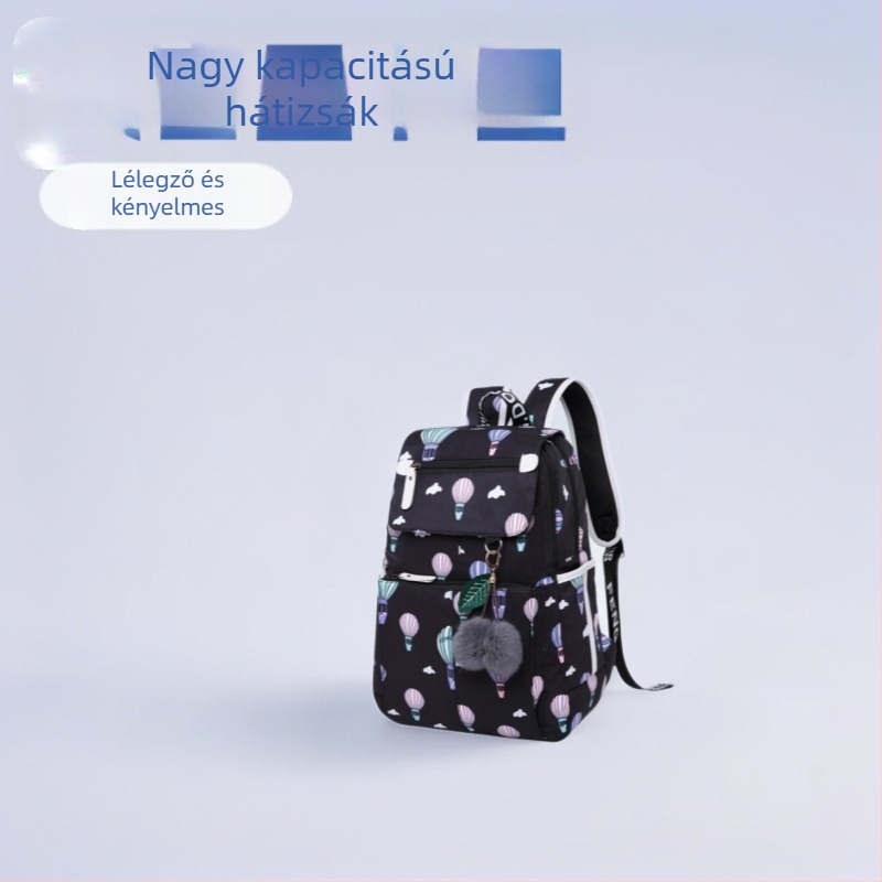 Lányoknak szóló koreai stílusú iskolatáska - könnyű, poliészter, szöveges nyomás, kapacitás 20L alatt