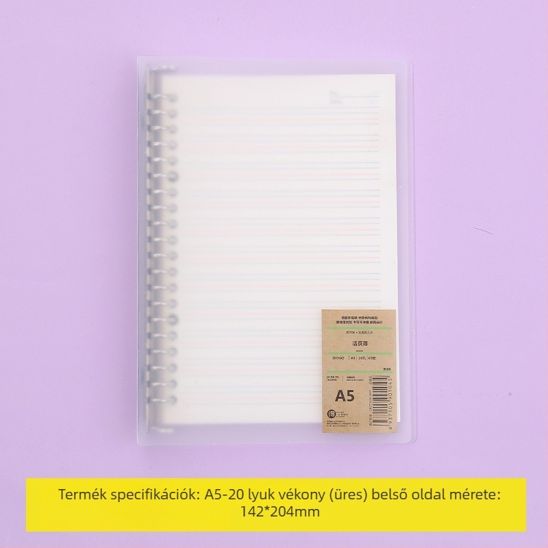 Laza levélfüzet leválasztható belső oldalakkal, rácsos elrendezéssel, 80 oldal, kerek lyukak, belső oldalak cellulóz- és polipropilén anyagból