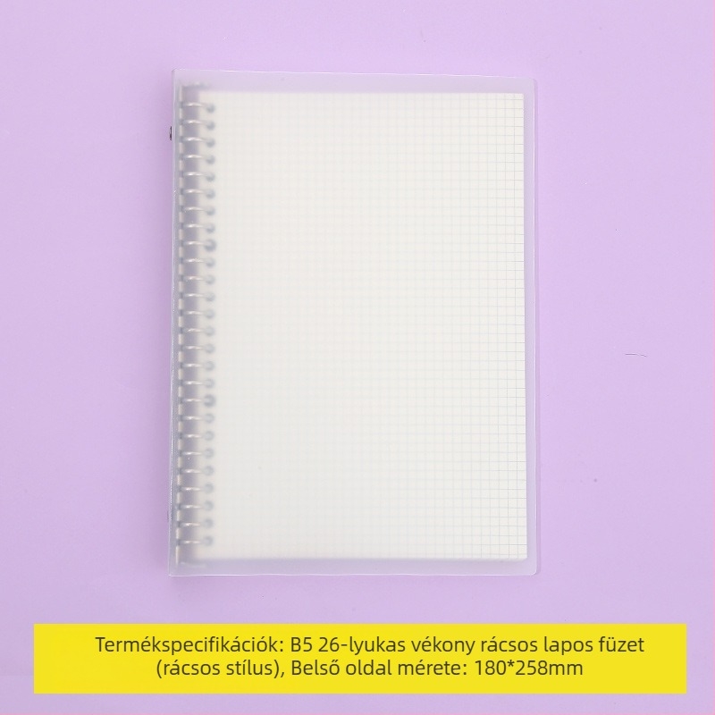 Laza levélfüzet leválasztható belső oldalakkal, rácsos elrendezéssel, 80 oldal, kerek lyukak, belső oldalak cellulóz- és polipropilén anyagból