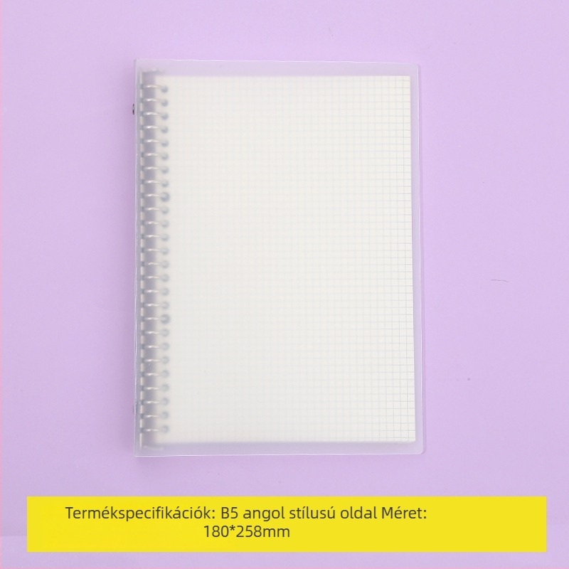 Laza levélfüzet leválasztható belső oldalakkal, rácsos elrendezéssel, 80 oldal, kerek lyukak, belső oldalak cellulóz- és polipropilén anyagból