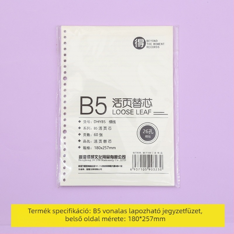 Laza levélfüzet leválasztható belső oldalakkal, rácsos elrendezéssel, 80 oldal, kerek lyukak, belső oldalak cellulóz- és polipropilén anyagból