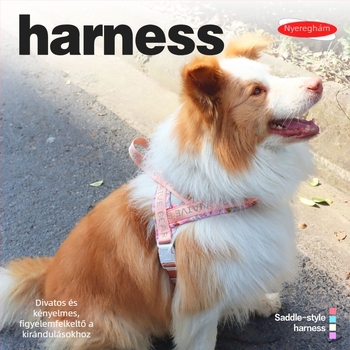 Jinha nyereghám közepes és nagy testű kutyáknak, behúzható pórázzal – poliészter, fajták: Pomeranian, Corgi, Shiba Inu, Border Collie