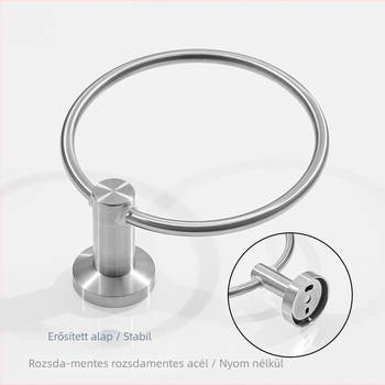 Falihoz rögzíthető törölközőgyűrű, kör alakú, 304 rozsdamentes acélból, teherbírás 20 kg, modern minimalist stílus