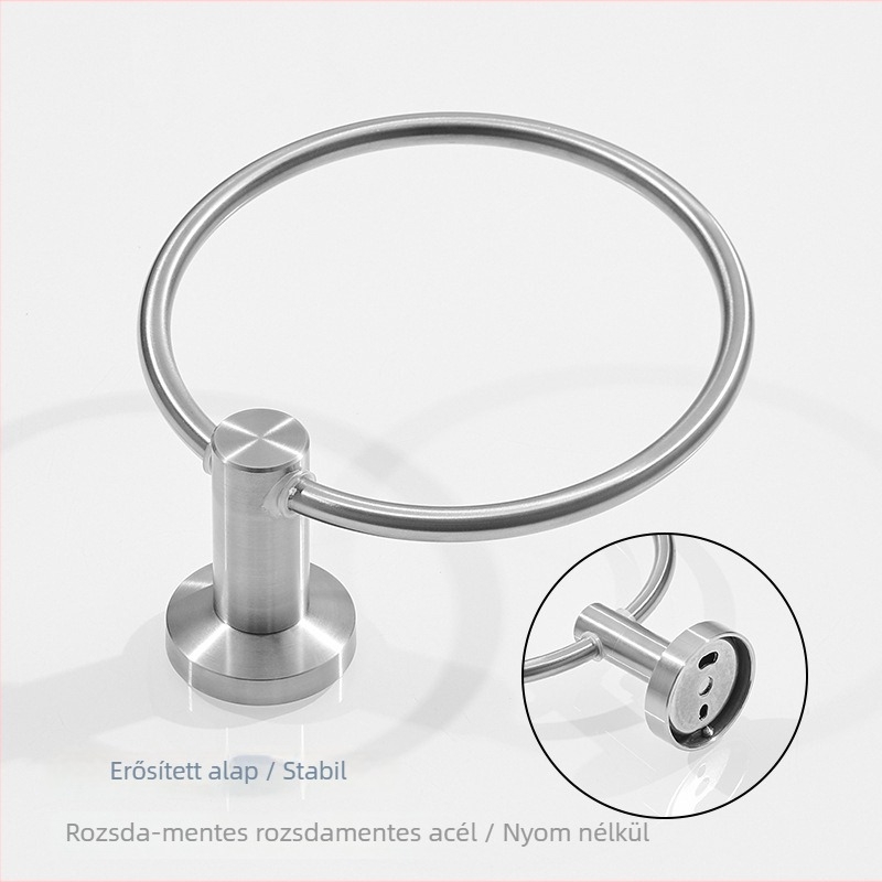 Falihoz rögzíthető törölközőgyűrű, kör alakú, 304 rozsdamentes acélból, teherbírás 20 kg, modern minimalist stílus