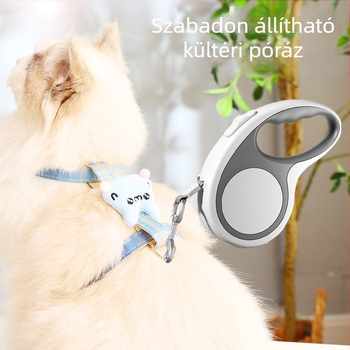 Macska behúzható póráz selyem virág medállal, Ninth Level márka, kisállat kötél