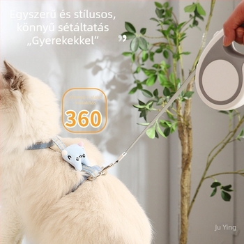 Macska behúzható póráz selyem virág medállal, Ninth Level márka, kisállat kötél