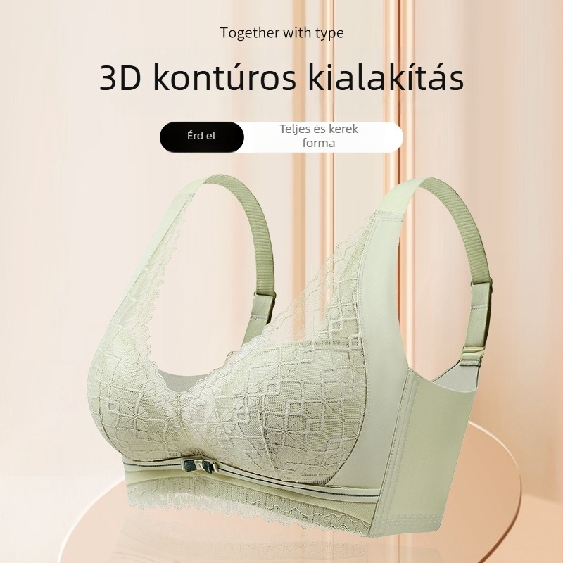 Csipkés latex melltartó, vezeték nélküli, 3/4 kosár, levehető dupla vállpánt, oldalsó gyűrűzés, vastag párnázás