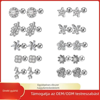 Rozsdamentes acél fülbevalók, nem szabályos virág alak, geometriai stílus, elektroplatázás