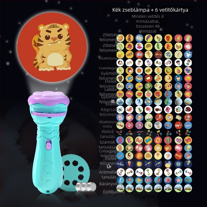 Projektoros LED lámpa gyerekeknek – csillagos ég projekcióval, műanyagból, 4–6 éveseknek