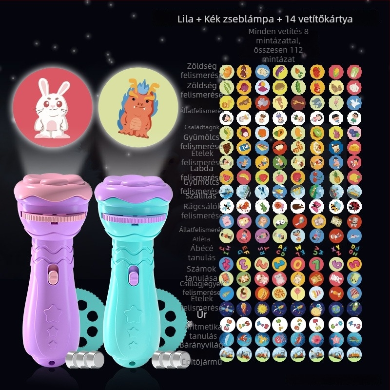 Projektoros LED lámpa gyerekeknek – csillagos ég projekcióval, műanyagból, 4–6 éveseknek