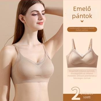 Őszi-téli, varrat nélküli melltartó kis mellemhez, fix kosár, emelő hatás, légáteresztő, oldalsó formázás