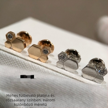 Méhsejt mintás geometriai fülbevalók, 925 ezüst, elektroplatolt felület, tiszta ezüst fülcsapokkal, nőknek