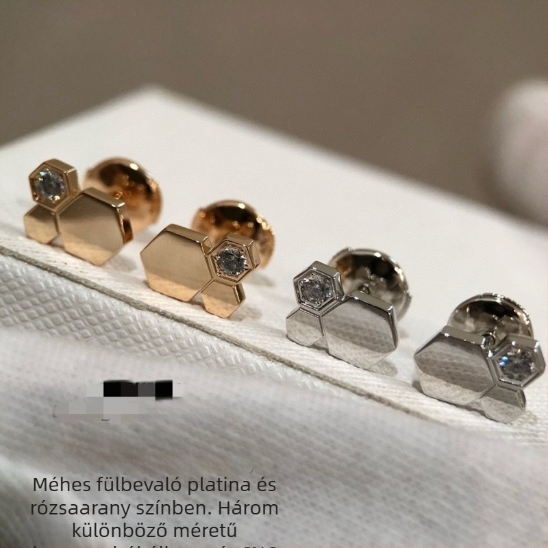 Méhsejt mintás geometriai fülbevalók, 925 ezüst, elektroplatolt felület, tiszta ezüst fülcsapokkal, nőknek
