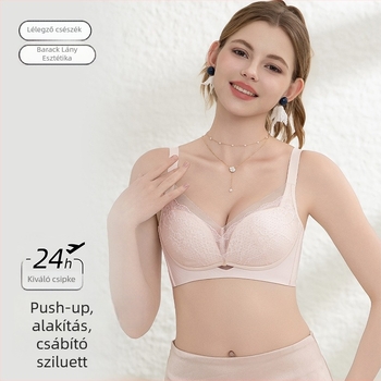 Csipkés melltartó merevítővel, Push-Up, állítható pántok, 3/4 kosár, latex formázott kosarak