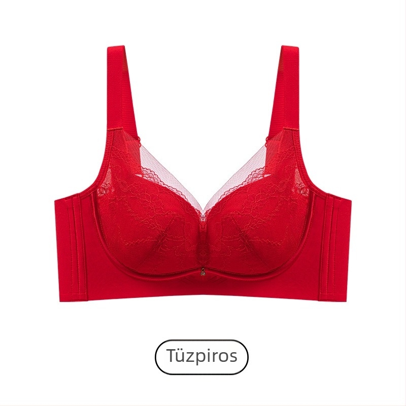 Csipkés melltartó merevítővel, Push-Up, állítható pántok, 3/4 kosár, latex formázott kosarak