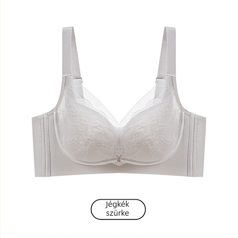 Csipkés melltartó merevítővel, Push-Up, állítható pántok, 3/4 kosár, latex formázott kosarak