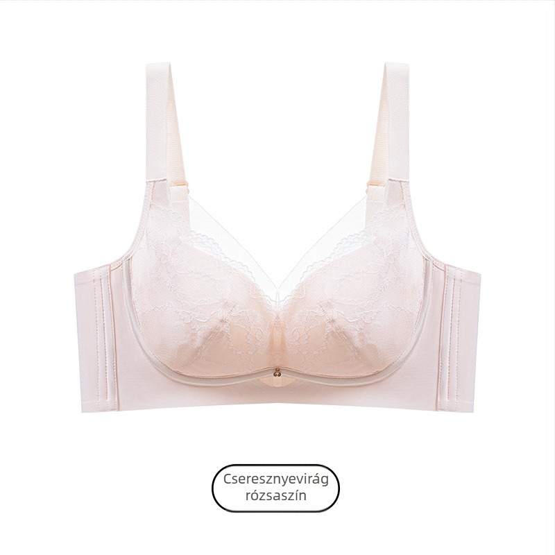 Csipkés melltartó merevítővel, Push-Up, állítható pántok, 3/4 kosár, latex formázott kosarak