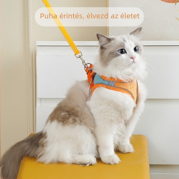 Fényvisszaverő macska hám mellény pórázzal, kiszökés elleni